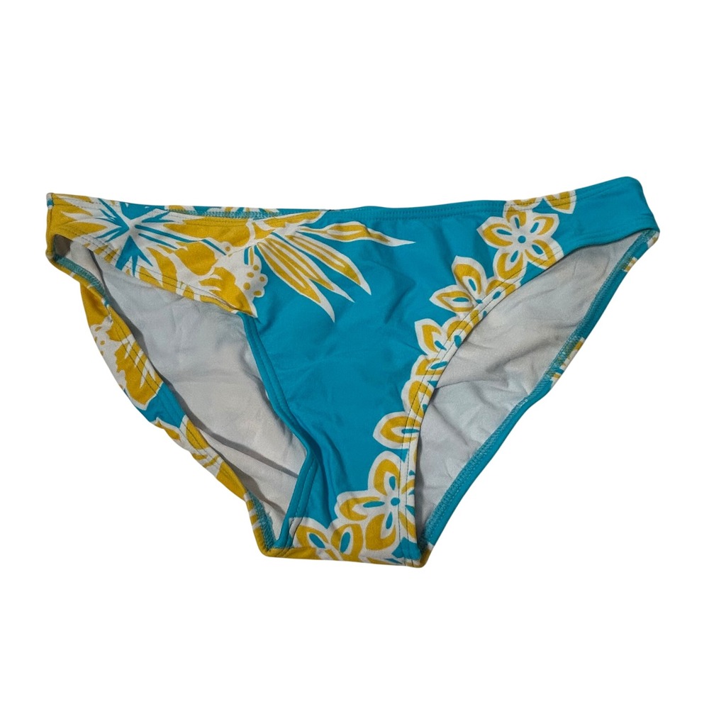 Hapari Womens Turquoise Yellow Tropical Floral Bikini Swim Bottoms XL UPF 50+